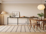 Console Table with Power Outlet, 94.5"7.9"31.1", MDF with Melamine Veneer & Metal Frame, Black 55035818
