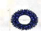 2 Pack 24in Black Pre-Lit Christmas Wreath, 179 Branch Tips, 35 Purple LED Lights, IP44 Timer, 09515485