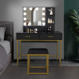 ZNTS Large Vanity Set with 10 LED Bulbs, Makeup Table with Cushioned Stool, 3 Storage Shelves 2 Drawers, 57821782