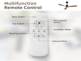 48 Inch Ceiling Fan Without Light, 3 Solid Wood Blades Indoor&Outdoor Ceiling Fan 6-speed Reversible W934P196653