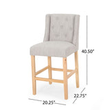 Vienna Contemporary Fabric Tufted Wingback 27 Inch Counter Stools, Set of 2, Light Gray, Natural 64853.00LGRY