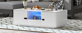 U-Can Modern High Glossy Rectangle Coffee Table, Stylish Center Table with Storage Space, Accent N724P294656K