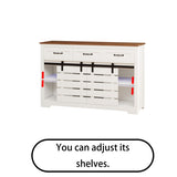 53" Farmhouse Sideboard Buffet Storage Cabinet with 3 Drawers, 2 Sliding Barn Doors, 2 Adjustable W1120P217802