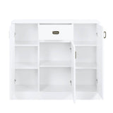 White High Gloss 3-Door Server with Drawer B062P209325
