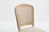 French Country Dining Chairs Set of 2, Upholstered Chairs with Nature Rattan Fan-shaped Back, Wire W3426P324538