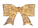 Pre-lit Outdoor Giant Bowknot Christmas Decoration, Lighted Metal Frame with 124 Warm White LED 60463986