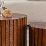 Round Wood Coffee Table for Living Room for Small Space Apartment and No Need Assembly W3081P255021