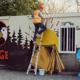 17ft Multi-Position Foldable Aluminum Ladder, A-Frame and Straight Ladder, ANSI 250lbs W2529P193468