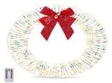 24in Pre-lit Iridescent Outdoor Christmas Wreath Decoration, Lighted Metal Wreath with Red Bow, Warm 08285915