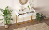 TREXM Modern Sleek Console Table Two Drawers with Stripe Design for Living Room and Entryway N715P201976K