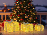 Set of 3 Christmas Lighted Gift Boxes with 90 Warm Lights, PVC SequinsBows, 10"/8"/6" Sizes 13436760