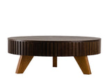 31.5" Retro Round Coffee Table with Storage Space, Suitable for Living Room and Office, Brown W757P370297