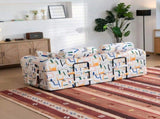 Abstract Line Printed Convertible Sleeper Sofa Bed High Density Compressed Sponge Foldable T6623P600687