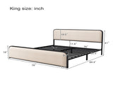 Modern Metal Bed Frame with Curved Upholstered Headboard and Footboard Bed with Under Bed Storage, N701P229015B