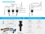 Matte Black Widespread Bathroom Faucet, Waterfall Bathroom Faucets for Sink 3 Hole, 2-Handles Modern T3177P277505