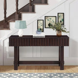 52 inch Sofa Table with Storage Drawers, Mid Century Farmhouse Fluted Console Table with Solid Wood W1202P227362