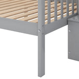 Twin over Full Stairway Bunk Bed with Storage, Gray 08886606