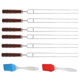 6Pcs Stainless Steel U shaped Barbecue Fork Skewers with 2Pcs Silicone Baking Oil BBQ Brush 19665032