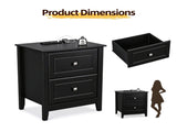 Black MDF Spray-Painted Nightstand, 48*35*60cm, 2 Drawers, with 2 US 3-Prong Outlets 46355525