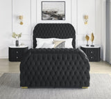 1pc Oval Faux Marble Top Nightstand 2- Drawers Storage Black Finish Button Faux Crystal B011P266092
