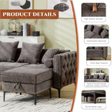 L Shaped Sectional Sofa , Convertible Storage Ottoman,Chenille ,Square W2108P191317