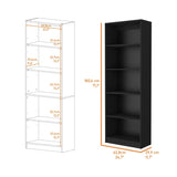 ZNTS Zachary Black 5-Shelf Bookcase B062P175149