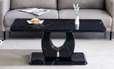 Modern minimalist black MDF pattern sticker pattern MDF rectangular coffee table. Add a peaceful and W1151P243154