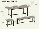 Expandable Dining Table Set for 4-8, 63" Large Extendable Kitchen Table with 2 Benches & 2 Stools, W1820P464320