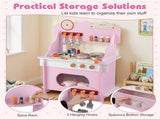 Pink Wooden Toddler Play Kitchen with Sink & Accessories, Safe Gift for Kids 3 00113003