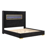 Contemporary Style Black Color 1pc Eastern King Size Bed Upholstered Fabric Bedroom Furniture B2741P439940