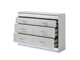 Glam Modern 6-Drawer with Crystal Accents, LED Lighting and White Lacquer Finish B009P243212