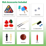 5-in-1 Multi-Game Table - Billiards, Push Hockey, Foosball, Ping Pong, and Basketball black/red W465P164155