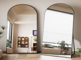 71" x 30.2" Arched Large Full Length Mirror Wall Mounted Floor Mirror with Stand, Black 72082186