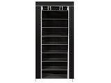 Room-saving 10-Layers 9 Lattices Non-woven Fabric Shoe Rack Black 48805228