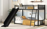 Metal Bunk Bed with Slide, Twin over Twin, Black MF285671AAB