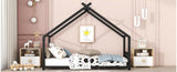 Twin Size Metal House Bed, Black MF305886AAB