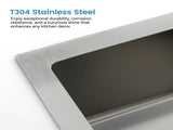 33"x19" Embedded Double Bowl Kitchen Sink, Undermount Handmade Sink in Brushed Unable 56017695