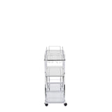 ZNTS Electroplated Glass Bar Cart, With Wine Rack And Glass Holder, For Kitchen, Serving, Hotel Silver 50720217