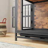 Dog Crate Furniture, Wooden Dog Crate Table, 27.48" Dog Kennel with 2 Slidings and Thick Iron W840P203065