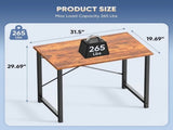 31" Computer Desk Gaming Table Home Office Writing Study Workstation with Sturdy Metal Frame, Rustic 79920422
