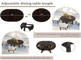 TREXM Farmhouse Round Extendable Dining Table with 16" Leaf Wood Kitchen Table WF291263AAP
