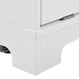 K&K Fluted Kitchen Island with Trash Can Storage Cabinet, Power Outlet, Internal Storage Rack, N707P221571W