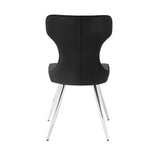 Ultra Modern Dining Furniture Set of 2 Side Chairs Black Velvet Upholstery Chrome Finish Metal Legs B011P285774