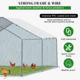 ZNTS 13 x 10 ft Large Metal Chicken Coop, Walk-in Poultry Cage Chicken Hen Run House with Waterproof 12202232