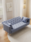 71-inch convertible love seat sofa, American vintage grey velvet material, suitable for small living W1658127032