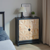 3D Geometric Carved Double-Door Cabinet Manufactured Wood Storage Cabinet, Modern Decorative W2729P199004