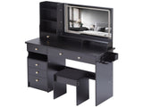 41" Large Size Left Drawer Desktop Vanity TableCushioned Stool Dresser Set, 2 AC2 USB Power W936P230829