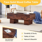 Modern Simple Walnut Colored Texture Sticker MDF Coffee Table - 43.3"x21.6"x17.2" Practical W1151P230543