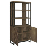 Rustic Oak Herringbone 2-Door Bookcase B062P153835