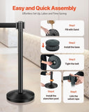 6 Pcs Crowd Control Stanchion Set ,with Retractable Belts, Black Stanchions Queue with Sand 23595160